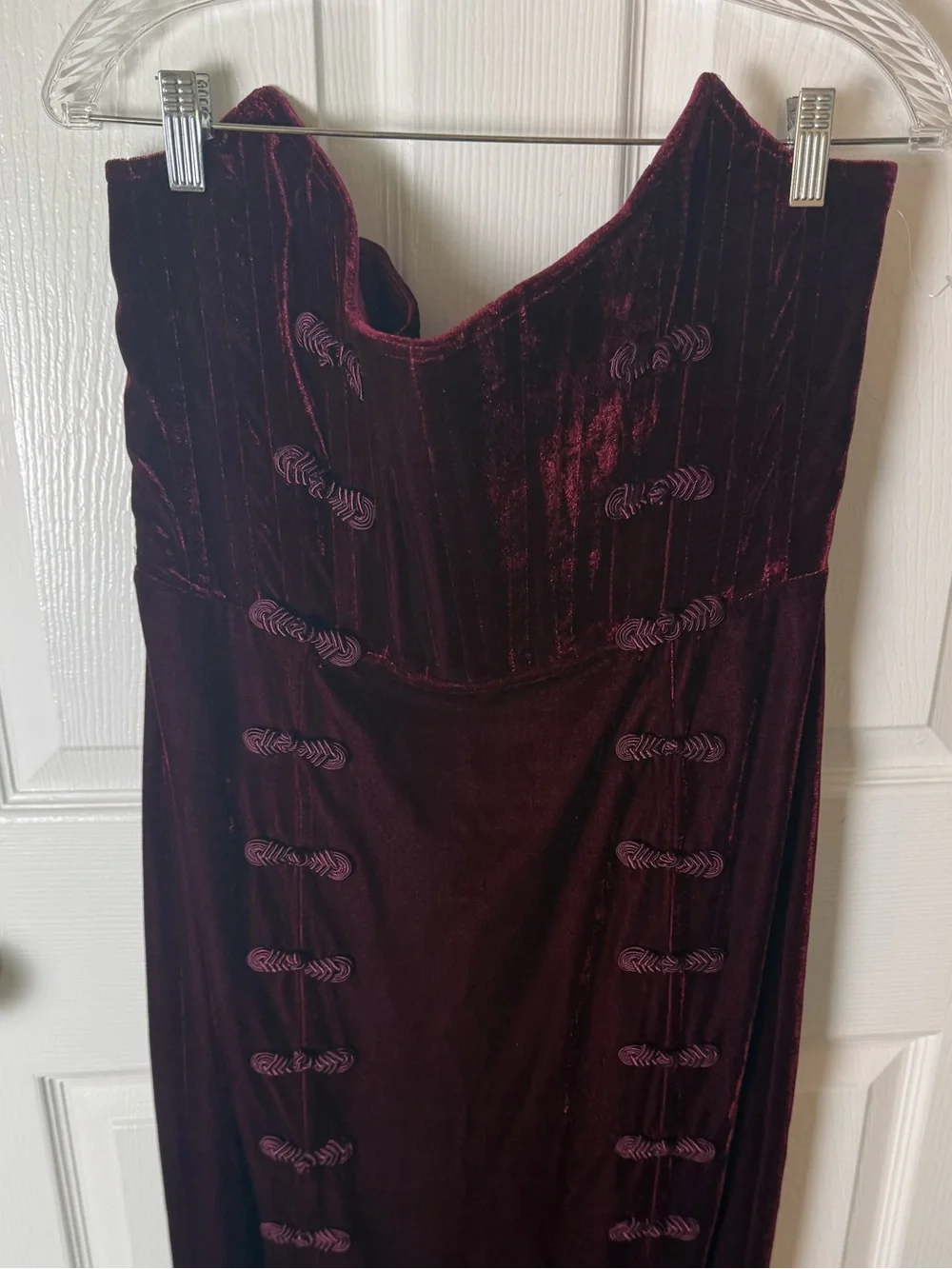 Sau Lee Vesper Strapless Velvet Gown in Wine / Burgundy 12